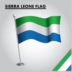 National flag of SIERRA LEONE on a pole