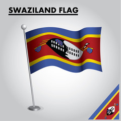 National flag of SWAZILAND on a pole