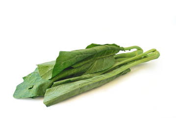 Chinese kale on white background.(with Clipping Path).