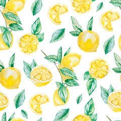 Watercolor fruit pattern lemon, summer print for the textile fabric, wallpaper, poster background.jpg