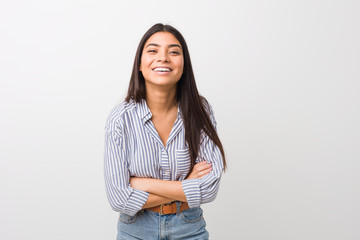 Young pretty arab woman laughing and having fun.