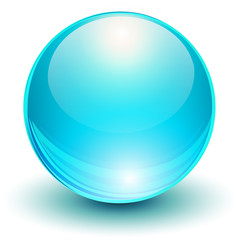 Glass blue ball, 3D icon