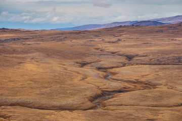 Landscape in autumn colors. Peninsula Kamchatka, Russia.