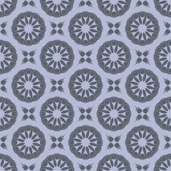 Grey monochrome floral abstract geometric pattern