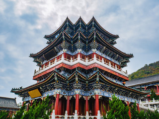 Chinese Buddhist Temple Building in Tianmen mountain  Temple on Tianmen mountain national park at zhangjiajie city China.Landmark of Hunan zhangjiajie