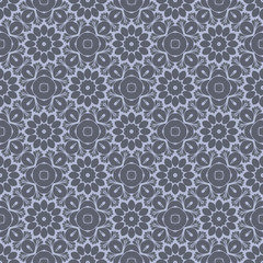 Grey monochrome floral abstract geometric pattern