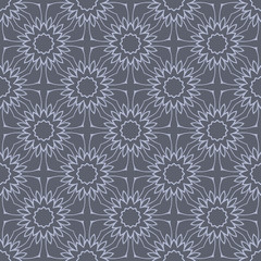 Fototapeta na wymiar Grey monochrome floral abstract geometric pattern