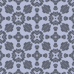 Grey monochrome floral geometric pattern