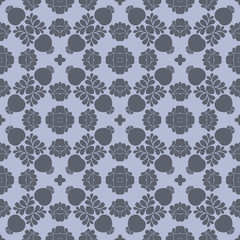 Grey monochrome floral geometric pattern