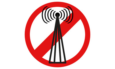 Señal de radiación electromagnética sobre fondo blanco.