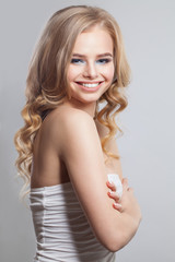 Obraz premium Happy woman on white background