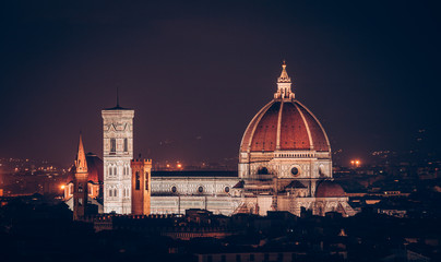 Fototapeta na wymiar Cattedrale di Santa Maria del Fiore (Florence Cathedral) from Michelangelo Hill at night