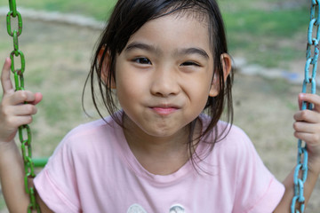 Asian child cute girl Play Playground happy