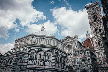 Florence Cathedral, Giotto's bell tower with Brunelleschi's Dome in the background