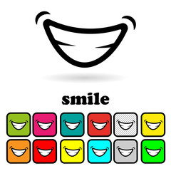 Smiling icon with different blackgrounds colors