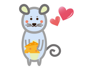 ねずみ　ねずみ年　2020年　年賀状　イラスト　チーズ