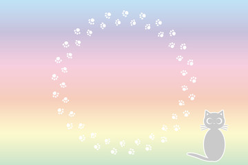 #Background #wallpaper #Vector #Illustration #design #free #free_size #charge_free #colorful #color rainbow,show business,entertainment,party,image  背景素材,猫の足跡,肉球,子猫,動物,可愛い,イラスト,動物病院,ペットショップ,宣伝広告,無料素材