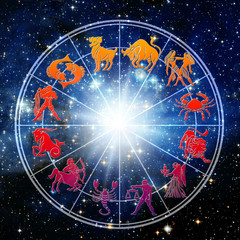 astrology wheel horoscope with all the signs of the zodiac