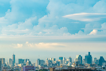 Fototapeta premium Blue sky and cloud with city downtown view in bangkok Thailand-image