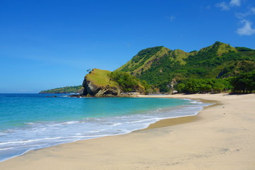 Naklejka premium Paradise lagoon of of Koka beach, an exotic two beaches coastline in East Indonesian Flores island