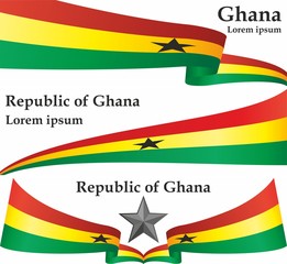 Flag of Ghana, Republic of Ghana. Template for award design, an official document with the flag of Ghana. Bright, colorful vector illustration.