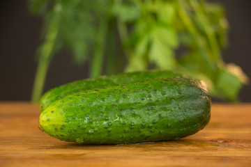Summer vegetables for salad, tomatoes, cucumbers and herbs