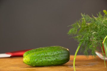 Summer vegetables for salad, tomatoes, cucumbers and herbs