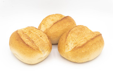 Three breads isolated on white background.