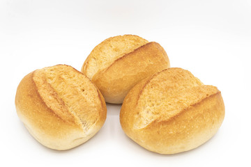 Three breads isolated on white background.