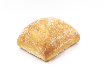 Fresh ciabatta bread isolated on white background