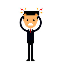businessman with a headache. stress work. migraine. funny cartoon character isolated on white background. vector illustration.