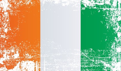 Flag of Ivory Coast, Republic of Cote d'Ivoire, Africa. Wrinkled dirty spots. Can be used for design, stickers, souvenirs