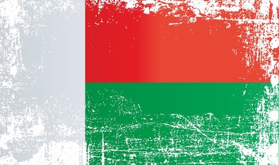 Flag of Madagascar. Wrinkled dirty spots. Can be used for design, stickers, souvenirs