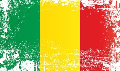 Flag of Mali. Wrinkled dirty spots. Can be used for design, stickers, souvenirs