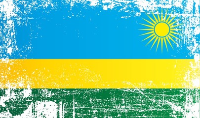 Flag of Rwanda, Africa. Wrinkled dirty spots. Can be used for design, stickers, souvenirs