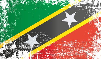 Flag of Saint Kitts and Nevis. Wrinkled dirty spots. Can be used for design, stickers, souvenirs