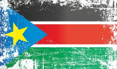 Flag of South Sudan. Wrinkled dirty spots. Can be used for design, stickers, souvenirs