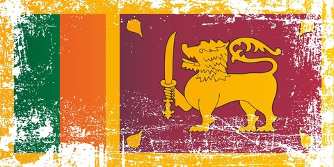 Flag of Sri Lanka, Democratic Socialist Republic of Sri Lanka. Wrinkled dirty spots. Can be used for design, stickers, souvenirs