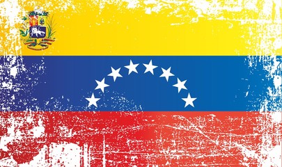 Flag of Venezuela, Bolivarian Republic of Venezuela, Wrinkled dirty spots. Can be used for design, stickers, souvenirs