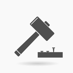 Hammer and Nail Tool Icon Vector Illustration