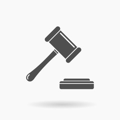Hammer and Gavel Judgement or Auction Vector Icon illustration
