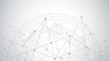 Abstract background with connecting dots and lines. Global network connection, digital technology and communication concept.