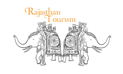 rajasthan tourism elephant vector line drawing