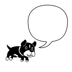 Cartoon character pit bull terrier dog with speech bubble for design.