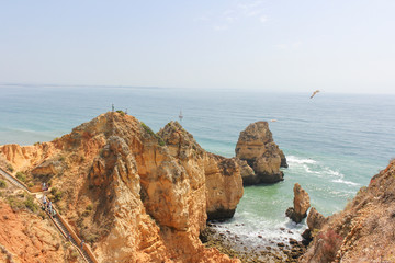 Beautiful cliffs landscape view in Ponta da Piedade, Lagos, Algarve, Portugal