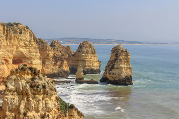 Fototapeta na wymiar Beautiful Landscape Cliff, Ponta da Piedade in Lagos, Algarve, Portugal 