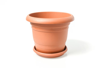 Empty brown decorative pot isolated on white background