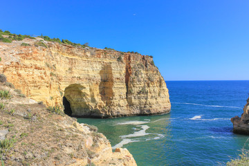 Fototapeta na wymiar Algarve Beautiful Landscape Cliff on Vale Covo Beach, Lagoa, Carvoeiro, Algarve, Portugal