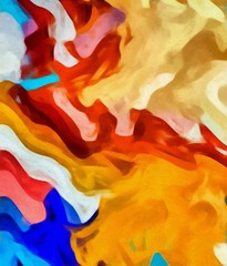 Abstract acrylic background. Watercolor texture. Psychedelic crazy art. Unusual design pattern. Warm and very bright colors.