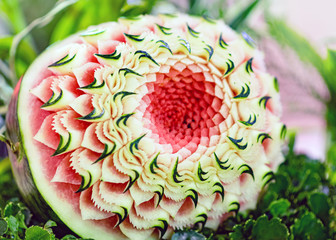 Fruit and vegetable carvings, Display thai fruit carving decoration
